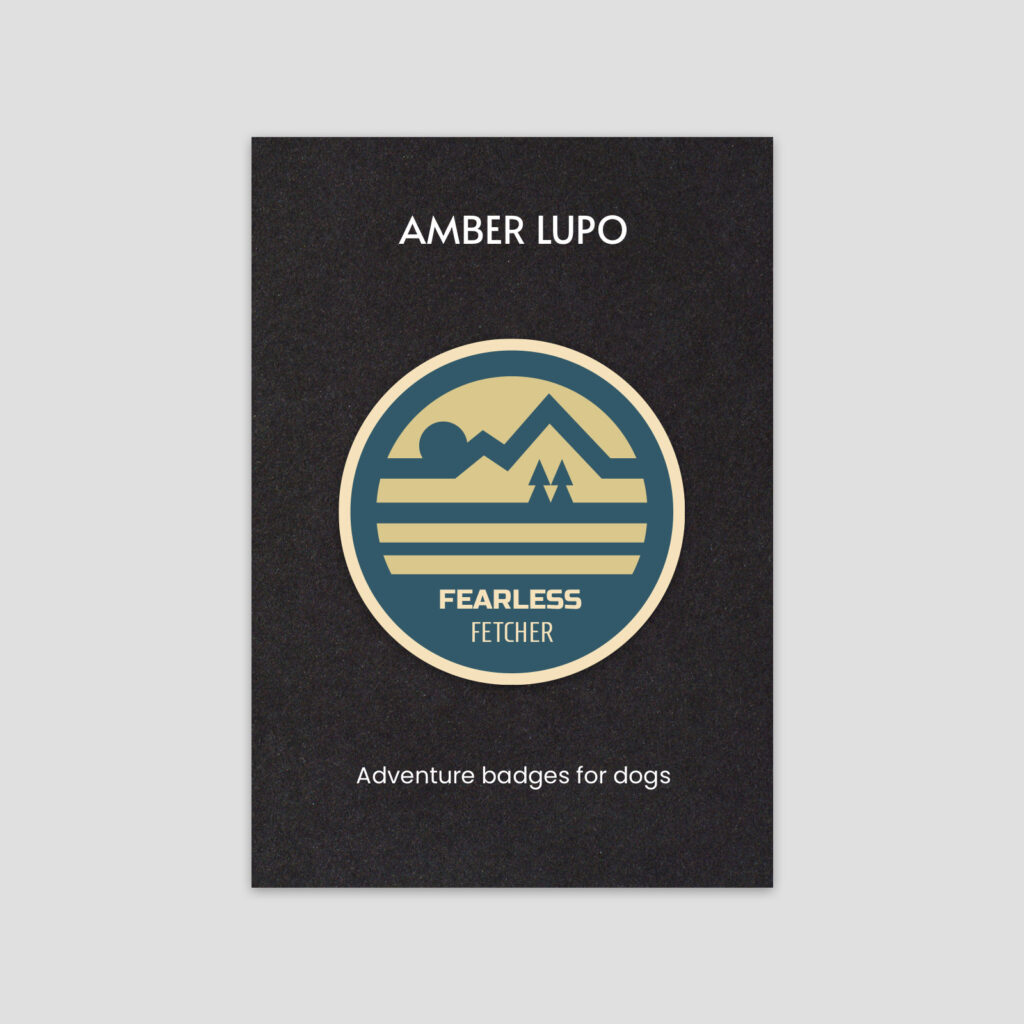 Fearless Fetcher | Iron-On Dog Adventure Badge For Dog Bandana | Amber Lupo