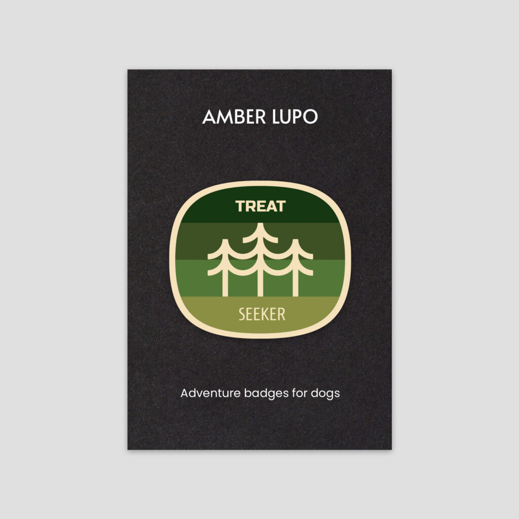 Treat Seeker | Iron-On Dog Adventure Badge For Dog Bandana | Amber Lupo
