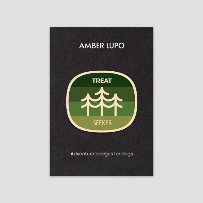 Treat Seeker | Iron-On Dog Adventure Badge For Dog Bandana | Amber Lupo